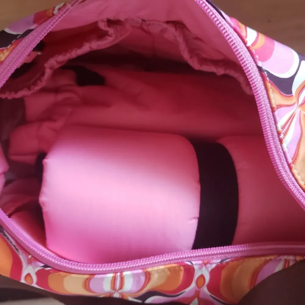 OiOi Diaper Bag Medium Pink Multi Geometric Retro Desert Sherpa Hobo Pad NWT